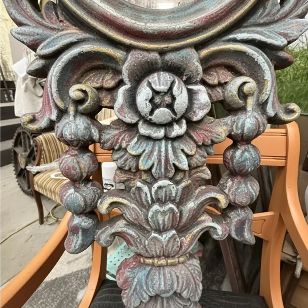 Vintage Ornate Floral Wall Decor | Blue & Gold Patina